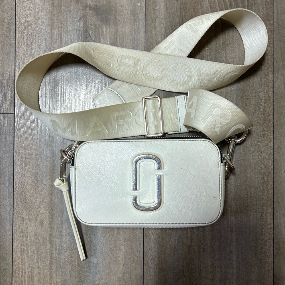 Marc Jacobs Cream Crossbody Bag with Silver Accents